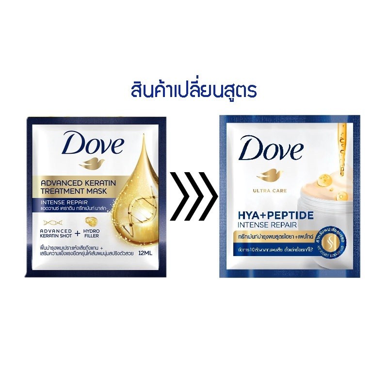 Dove โดฟ ไฮยา ไบโอติน/เพปไทด์ ทรีทเม้นท์ มาส์ก แบบซอง [1กล่องมี6ซอง]