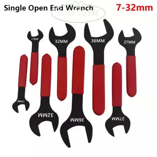 IOEFSGF69 1 ชิ้น U-Shaped Spanner, บางแบนหัวเดี่ยวประแจปลายเปิด, 7-32 มม.เมตริก 15 องศา Offset มุม Blackening Single-Head Fixed ประแจสําหรับ Auto Repair
