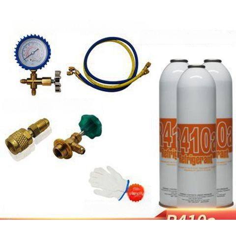 น้ำยาแอร์ R410A ชุดอุปกรณ์เติมน้ำยาแอร์ บ้าน มีเกจ์วัดแรงดัน ความบริสุทธิ์สูง