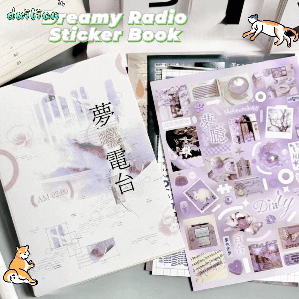 หนังสือสติ๊กเกอร์ DUILIAN Y2K, สติ๊กเกอร์ตกแต่ง DIY 24 หน้า, วิทยุฝันที่ถอดออกได้ Kawaii Journal สติ