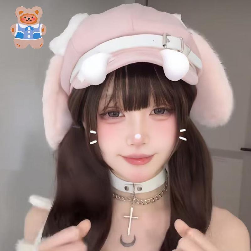 Y2K Aesthetic Beret Hat for Women & Girls, Cute Puppy Dog Ear Design