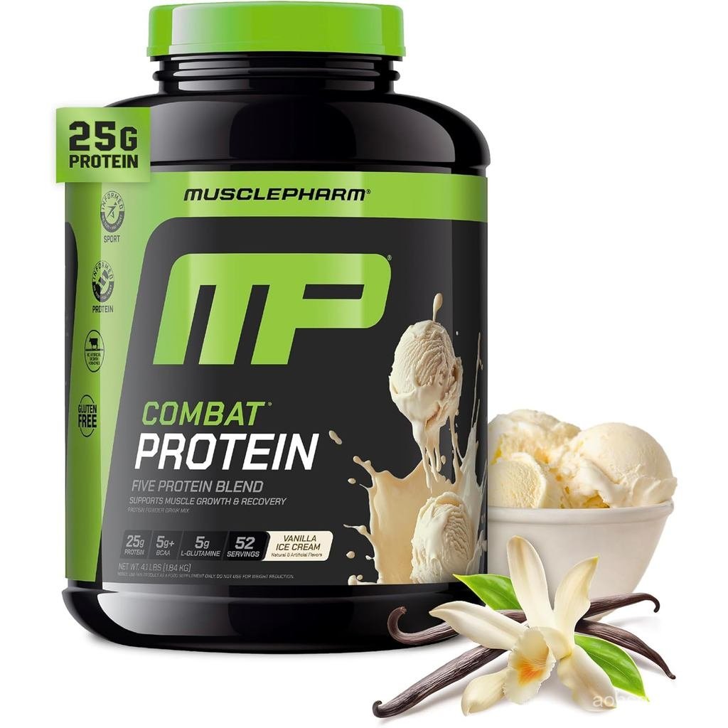 MusclePharm Combat Protein Powder รสวานิลลา เชื้อเพลิงกล้ามเนื้อสําหรับออกกําลังกายที่มีผลิตภัณฑ์ 5 