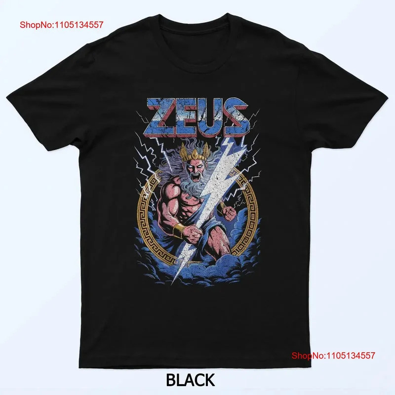 เสื้อยืดลายเทพซุสเทพเจ้ากรีกแห่งสายฟ้าและฟ้าผ่า สไตล์วินเทจ เสื้อผ้าดีไซเนอร์เนื้อนุ่ม ทันสมัย เหมาะสำหรับใส่ในชีวิตประจ