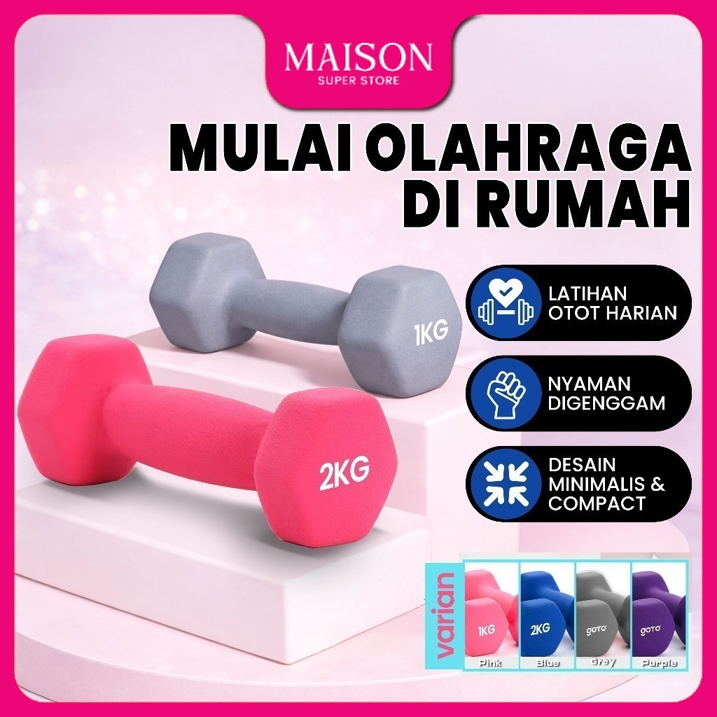 Goto Lovit Dumbell Gym Equipment Mini Fitness Sports Barbell Set 1kg 2kg Anti-Slip สบาย Strong