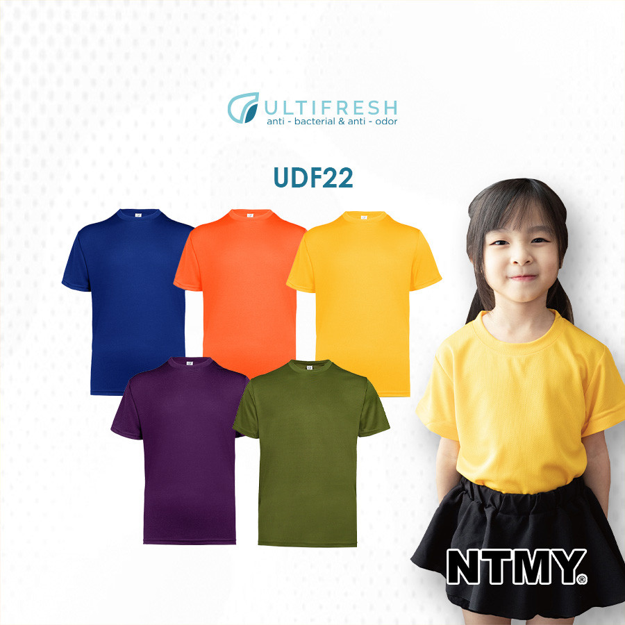 Ultifresh UDF22 NTMY.os Performance ไมโครไฟเบอร์ Dri-Fit Anti-Bacterial Anti-กลิ่นลูกเรือคอเด็กเยาวช