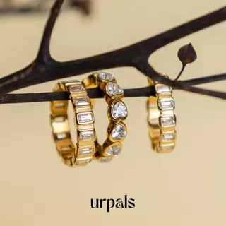 URPALS แหวน Stainless ชุบทอง18K ฝังเพชร CZ งานเรียบหรู ดีไซน์เก๋ แพ้ง่ายใส่ได้
