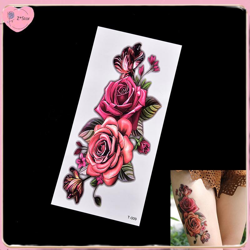 Z*Star Fashion Fake Temporary Tattoo Stier Rose Flower Arm Body Waterproof Women Art .