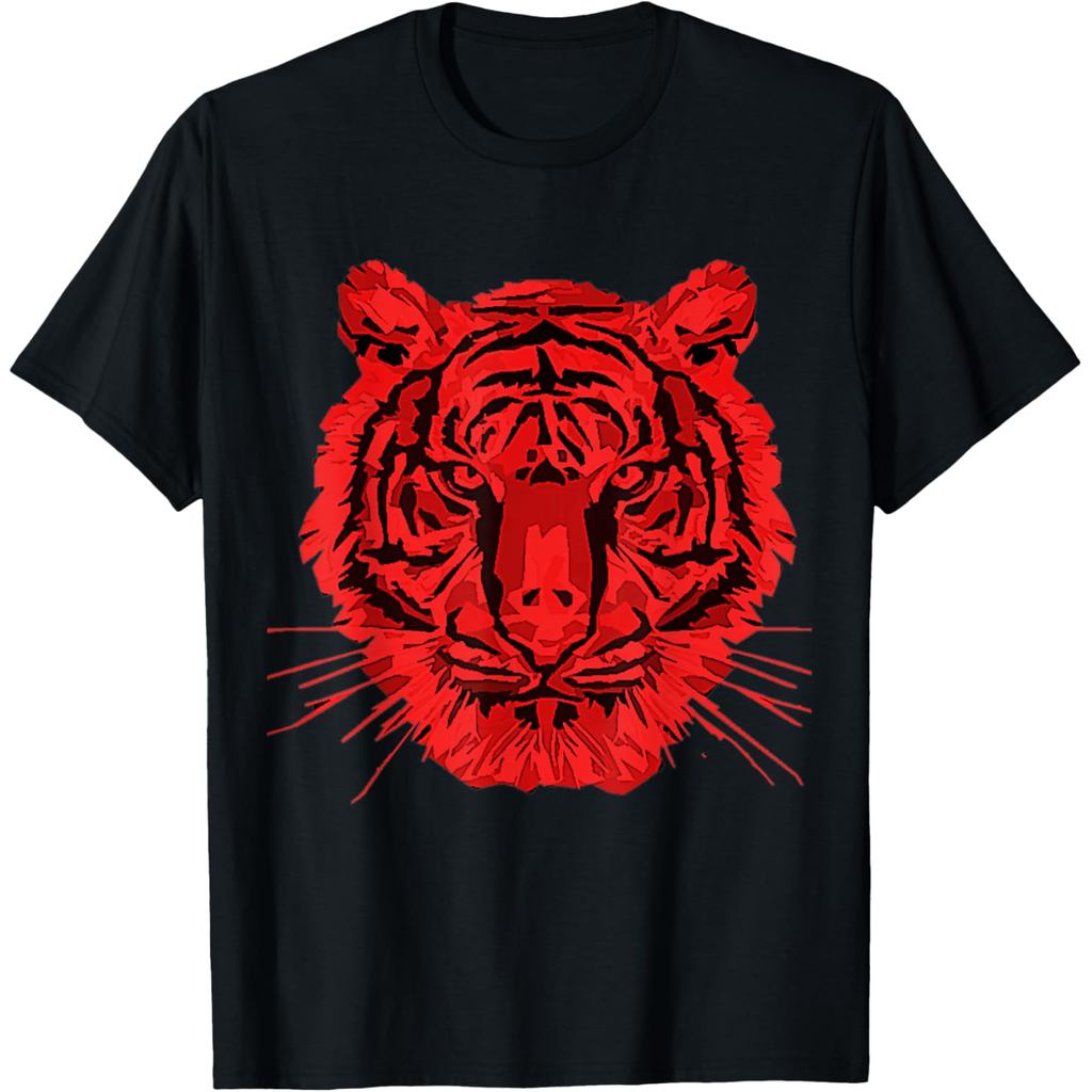 Red Tiger Trendy Easy Animal Print Tiger T-Shirt