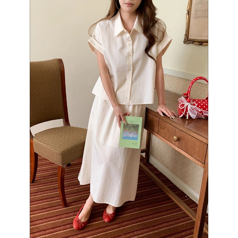 เสื้อเชิ้ตแขนสั้นและชุดกระโปรงทรงเอ ZY3989