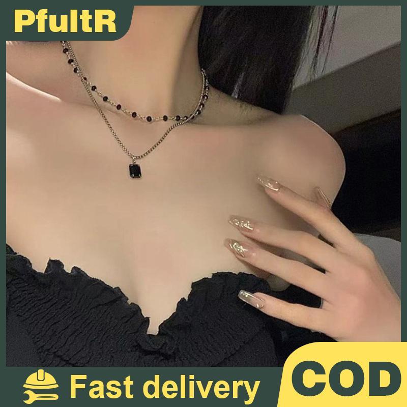 Null Double Layer สร้อยคอลูกปัดเงินสีเรขาคณิตขายส่งเครื่องประดับ null