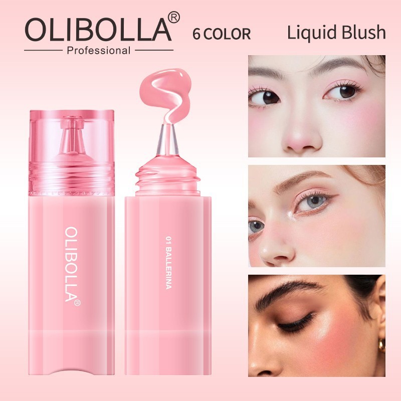 OLIBOLLA Liquid Blush Rouge Multifunctional Matte ลิปสติกอายแชโดว์แต่งหน้าติดทนนาน Long-Lasting Nude