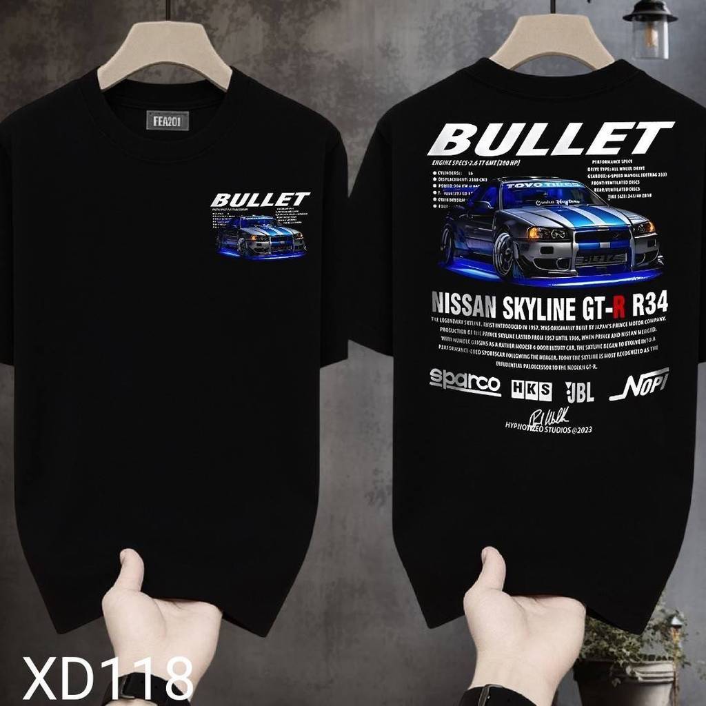 เสื้อยืดผ้ามัน รุ่น  สกรีนหน้า-หลัง รุ่นGT-R R34