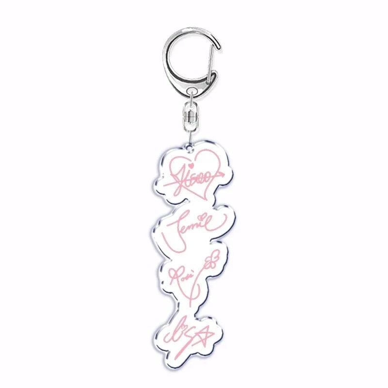 พวงกุญแจ Blackpink พิมพ์ลายเซ็นของ Jisoo Jennie Rosé Lisa, อุปกรณ์เสริมKpop Acrylic, ตกแต่งกระเป๋า, 
