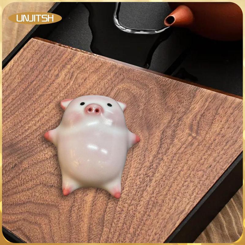 [unjitsh] รูปปั้นหมู Centerpiece ของขวัญตกแต่งบ้านสําหรับคนรักชาชาเซรามิคสัตว์เลี้ยงสําหรับห้องนอนชั