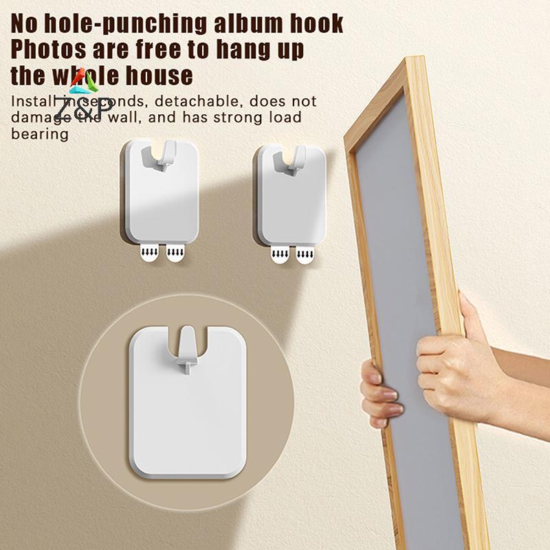 [Z & P-t] 1/2/10 ชิ้นกรอบรูปตะขอ Punch-ฟรี Self-Adhesive Wall Hooks Strong กาวไม่มีรอยต่อแขวนผนัง Or