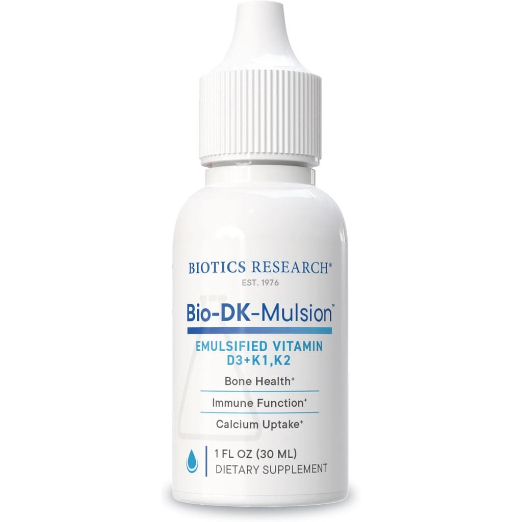 การวิจัยทางชีวภาพ Bio-DK-Mulsion™–Emulsified Liquid Vitamin D และ K, D3 Drops 125 mcg & Vitamin K (K