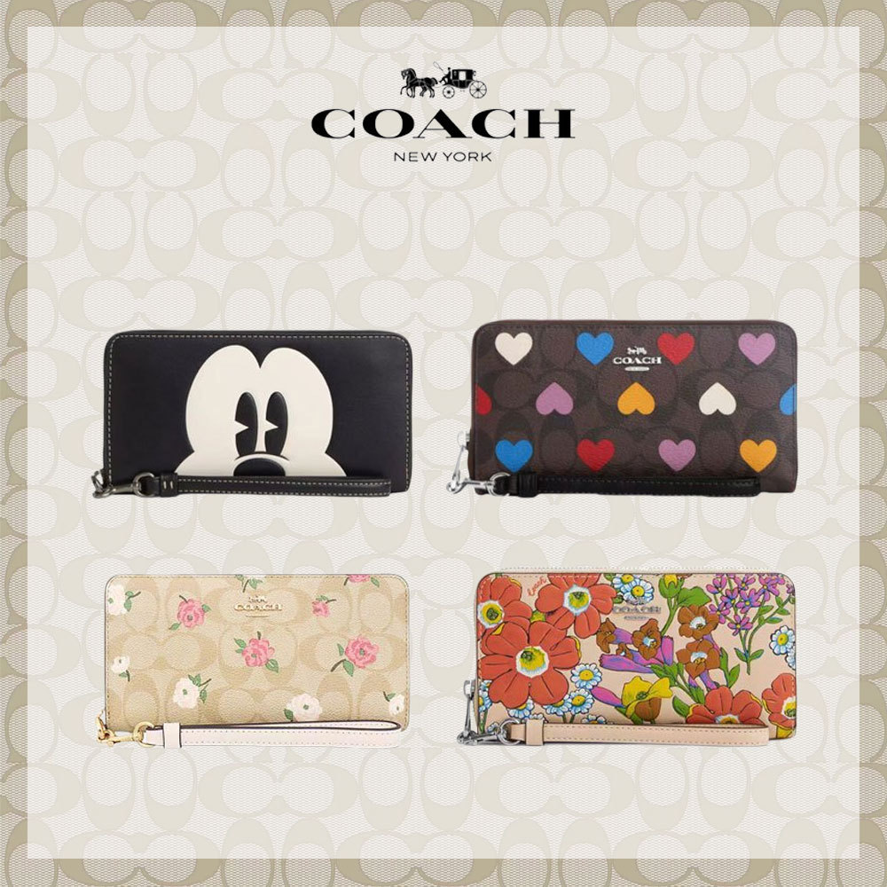 Coachกระเป๋าใส่เหรียญพลิกใหม่ของผู้หญิง/พร้อมที่ใส่การ์ด/กระเป๋าโทรศัพท์มือถือซิปยาว F52859  F6657