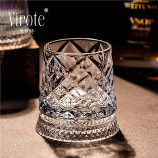 WEMB 2026 ใหม่แก้ววิสกี้หมุน Whisky แก้วฐานแก้ว 360 หมุนองศาคริสตัล Rum แก้วสําหรับ Cotail Party ดื่มใหม่
