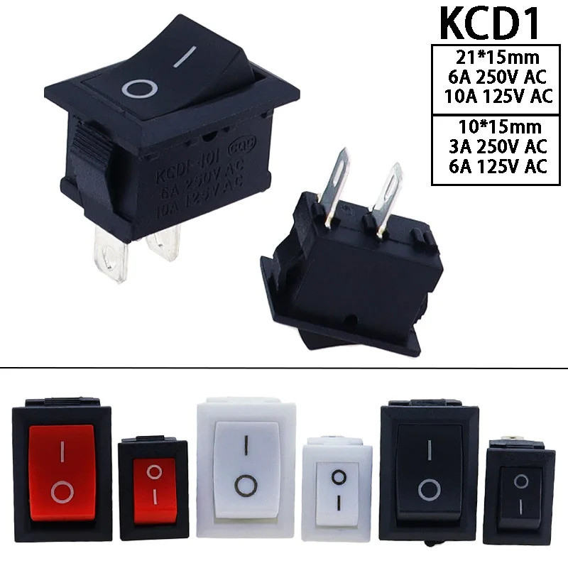 KCD11-101 3A/6A 250V 6A/10A 125V 10*15 มม.21*15 มม.SPST 2PIN ON/OFF G130 เรือ Rocker สวิทช์รถ Dash D