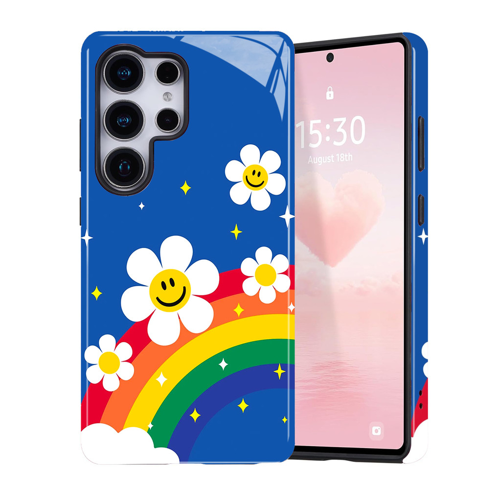 Smile Sunflower เคสโทรศัพท์สําหรับ Samsung S26 S23 S24 S25 Plus Ultra A16 A26 A36 A56 5G สองชั้นปกหลัง