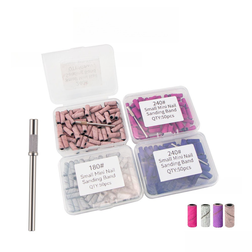 Set หัวเจียรกระดาษทราย ชุดหัวทรายมินิขัดเล็บ ***แกนสั้น*** Mini Nail Sanding Band Set 3.1mm (50-100 ชิ้น/กล่อง)