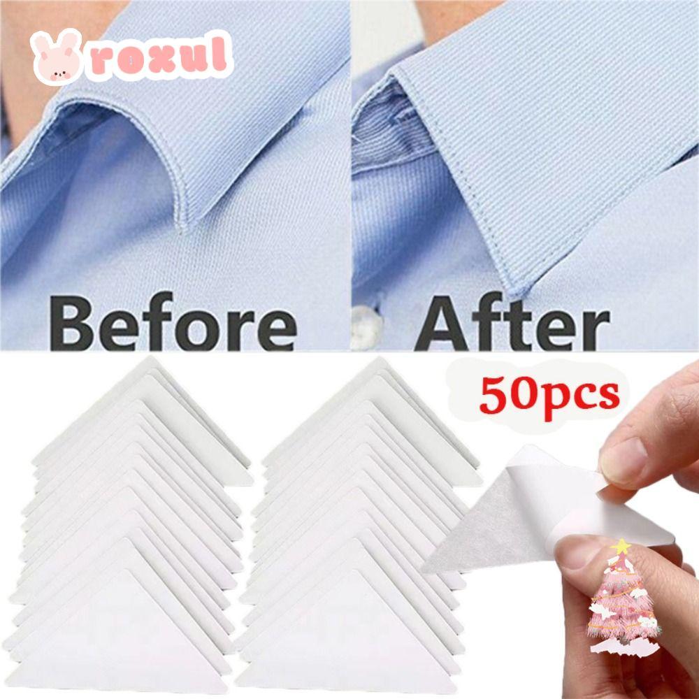 ROXUL 50pcs แผ่นป้องกันคอแบบยึดเอง ลดการเลื่อนของเสื้อ สำหรับทั้งผู้ชายและผู้หญิง