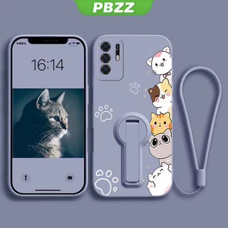 PBZZ FOR เคส Case สำหรับ OPPO Reno 6 4กรัม OPPO A16 OPPO Reno 6Z 5กรัม OPPO reno6 Z 5กรัมโทรศัพท์ปลอก softcase ซิลิโคนเหลวกันกระแทกปกการออกแบบใหม่ความงามการ์ตูนแมวกับผู้ถือ YTXZDZMM01