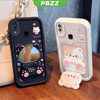PBZZ FOR เคส เคสสําหรับ vivo v9 vivo v11i vivo y95 vivo y91 vivo y91i เคสโทรศัพท์ Softcase ซิลิโคนกันกระแทกปกดีไซน์ใหม่ความงามการ์ตูนแมวพร้อมที่วางสําหรับกระจก JTMMZJ01