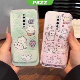 PBZZ FOR เคส สําหรับ OPPO reno 2F reno2 F reno 2 F reno 2 เคสโทรศัพท์ Softcase ซิลิโคนป้องกันกันกระแทกฝาครอบใสดีไซน์ใหม่ความงาม CARTOON CAT พร้อมผู้ถือ TKYYMZJ01