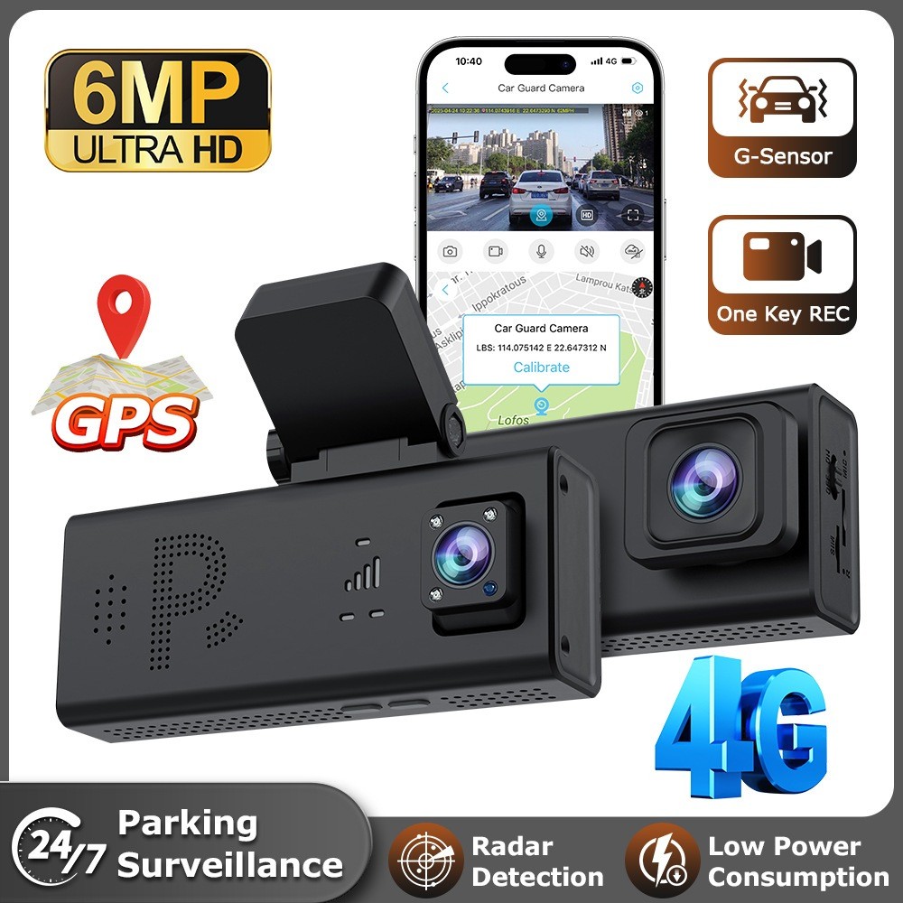 Dash Cam Dual เลนส์ 4K UHD บันทึกเลนส์คู่รถกล้อง DVR Night Vision Video Recorder พร้อม GPS 24H ที่จอ