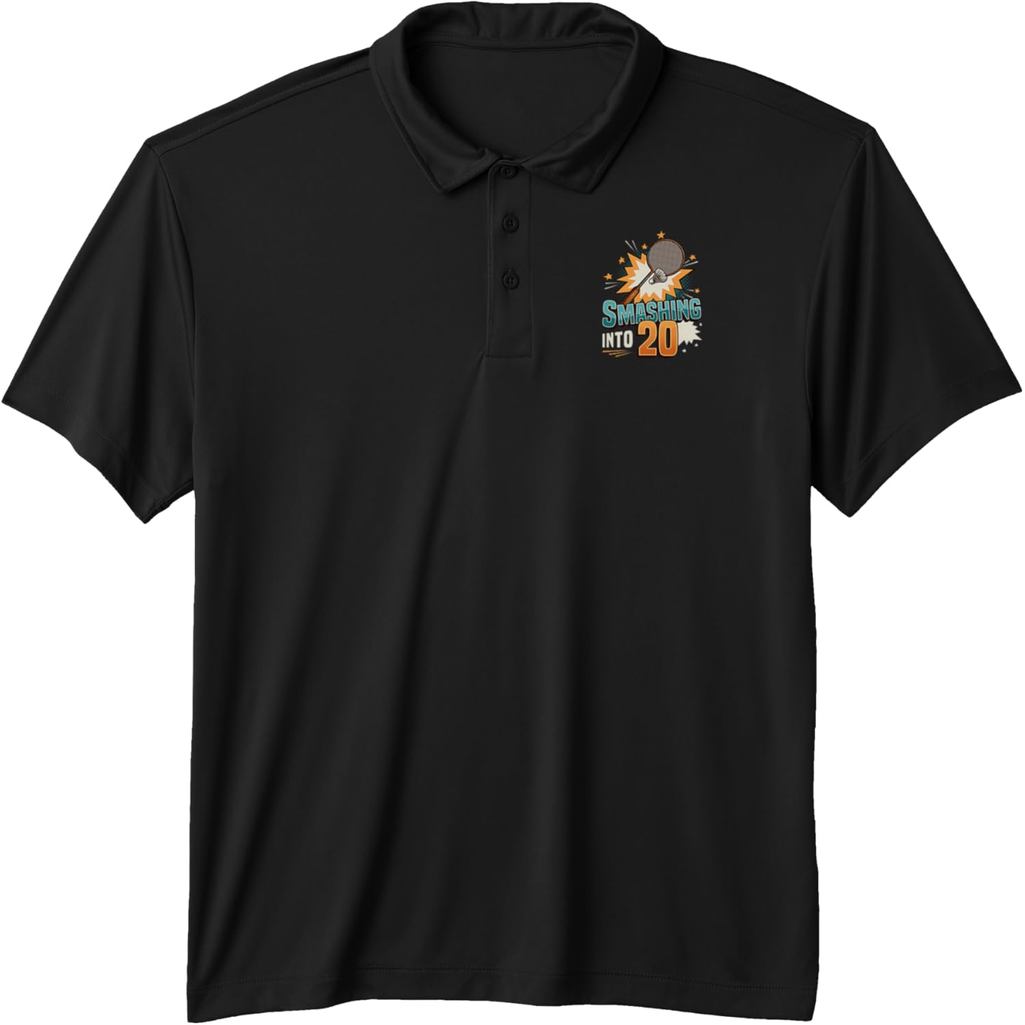 Smashing Into 20 Years Badminton Lover 20th Birthday Performance Polo Shirt