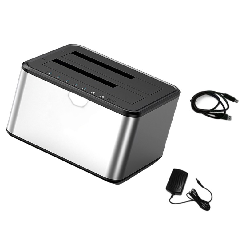 QJ Double Bay Enclosure Dock Offline Clone สําหรับ 2 5in 3 5in Drive Box สูงสุด 40TB