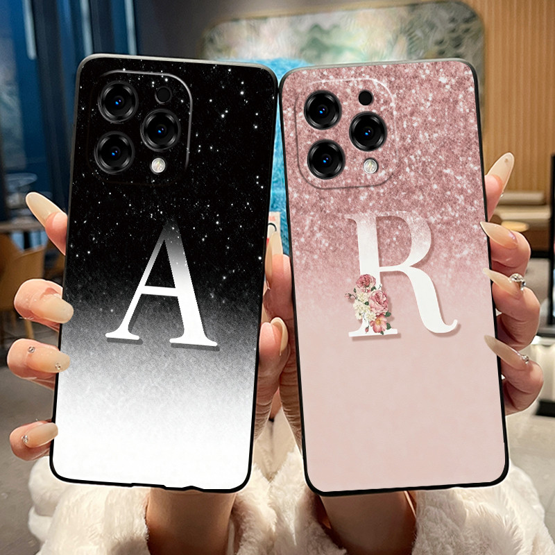 ตัวอักษรคู่เคสโทรศัพท์สําหรับ Doogee N55/N55 Plus/N55 Pro สีดําและสีชมพูเงา Starry Sky รูปแบบปลอกซิล