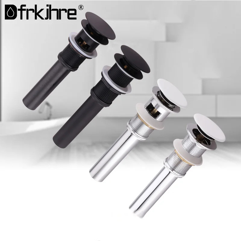 ห้องน้ําอ่างล้างหน้า Pop Up ท่อระบายน้ําทองเหลืองและไม่มีน้ําล้น Vanity Sink Waste Drainer 7 สีสําหร