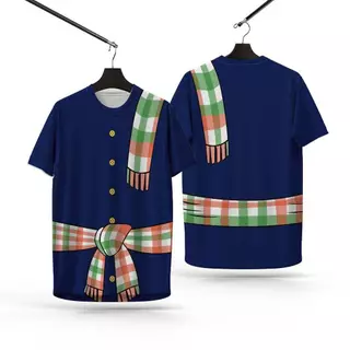 เสื้อยืดลายไทย 3D รุ่น "ไอ้หนุ่มบ้านนา" ลายม่อฮ่อมผ้าขาวม้า พิมพ์ลายหน้า-หลัง ผ้าไมโครพรีเมียม แห้งไว ใส่เล่นน้ำสงกรานต์
