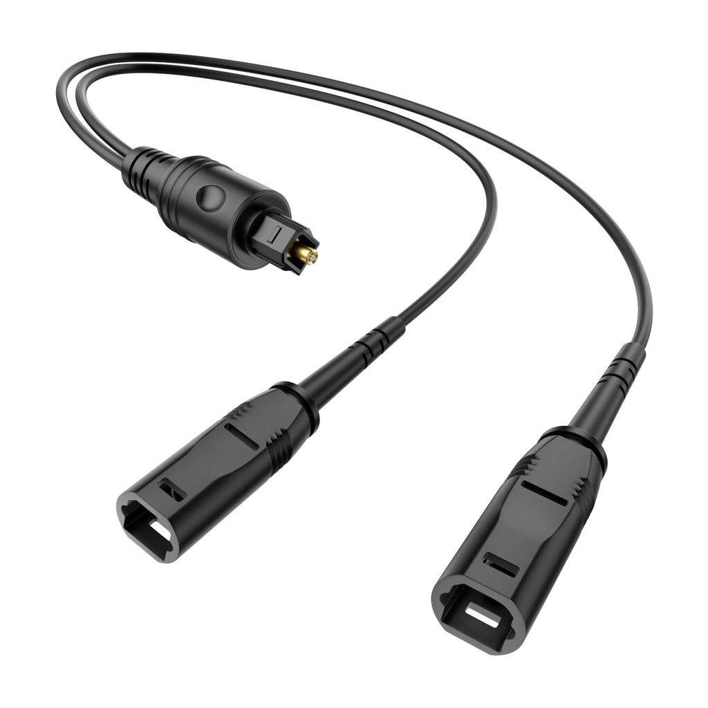 VANAUX 1x2 Digital Audio Splitter, Fiber Optic Digital Audio Cable, Toslink S/PDIF 1 Male Input 2 Fe