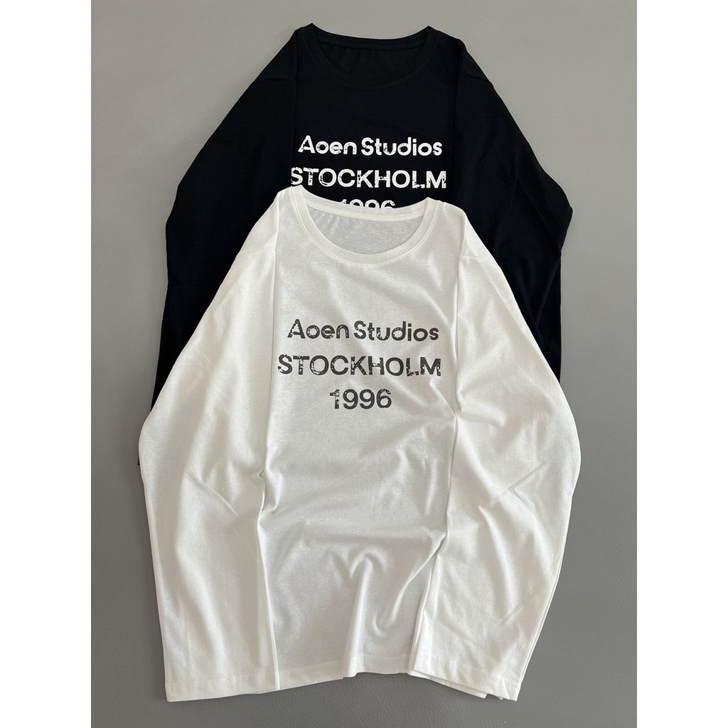 เอซีxd จดหมายแขนยาวเสื้อยืด 1996 ดิจิตอลพิมพ์แขนยาวเสื้อยืดหลวมสําหรับผู้ชายและผู้หญิง