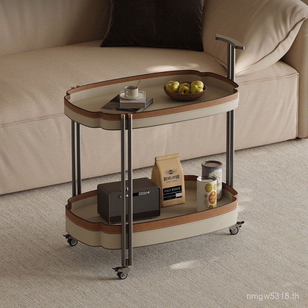 Keji รถเข็นรับประทานอาหาร Simple อานสไตล์โซฟากลางสแตนเลสโบราณ Mini รถเข็นหนัง Lightly Moving Luxury 