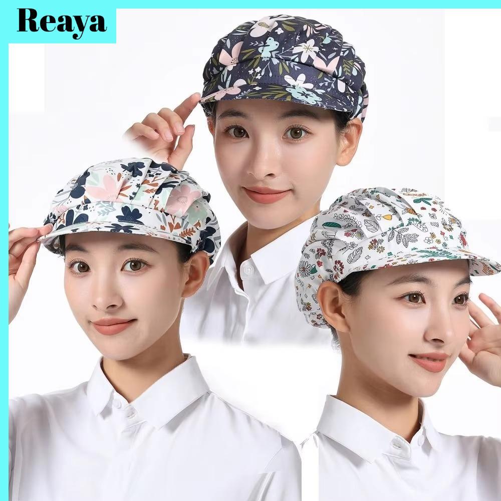 Reaya หมวกเชฟ, ผ้าฝ้ายดอกไม้พิมพ์หมวกทําอาหาร, หมวกทํางานทนน้ํามันกันฝุ่นอุปกรณ์ครัว