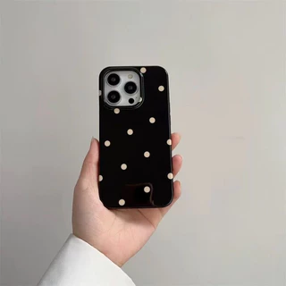 เคสไอโฟน 16 17 สำหรับ iPhone 11 13 15 12 14 Pro Max 7 16 14 15 8 Plus X XR XS Max 15 Pro เคสผิวมันลายจุดน่ารักเรียบง่าย