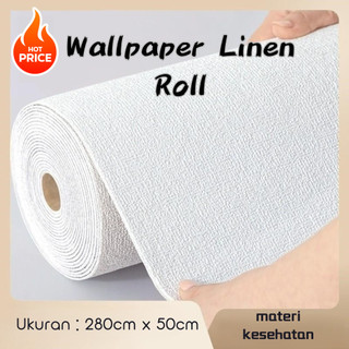 Paus Biru - Wallpaper Linen Roll 280cm x 50cm Polos 3D Premium / Wallstiker Embos Dekorasi Dinding