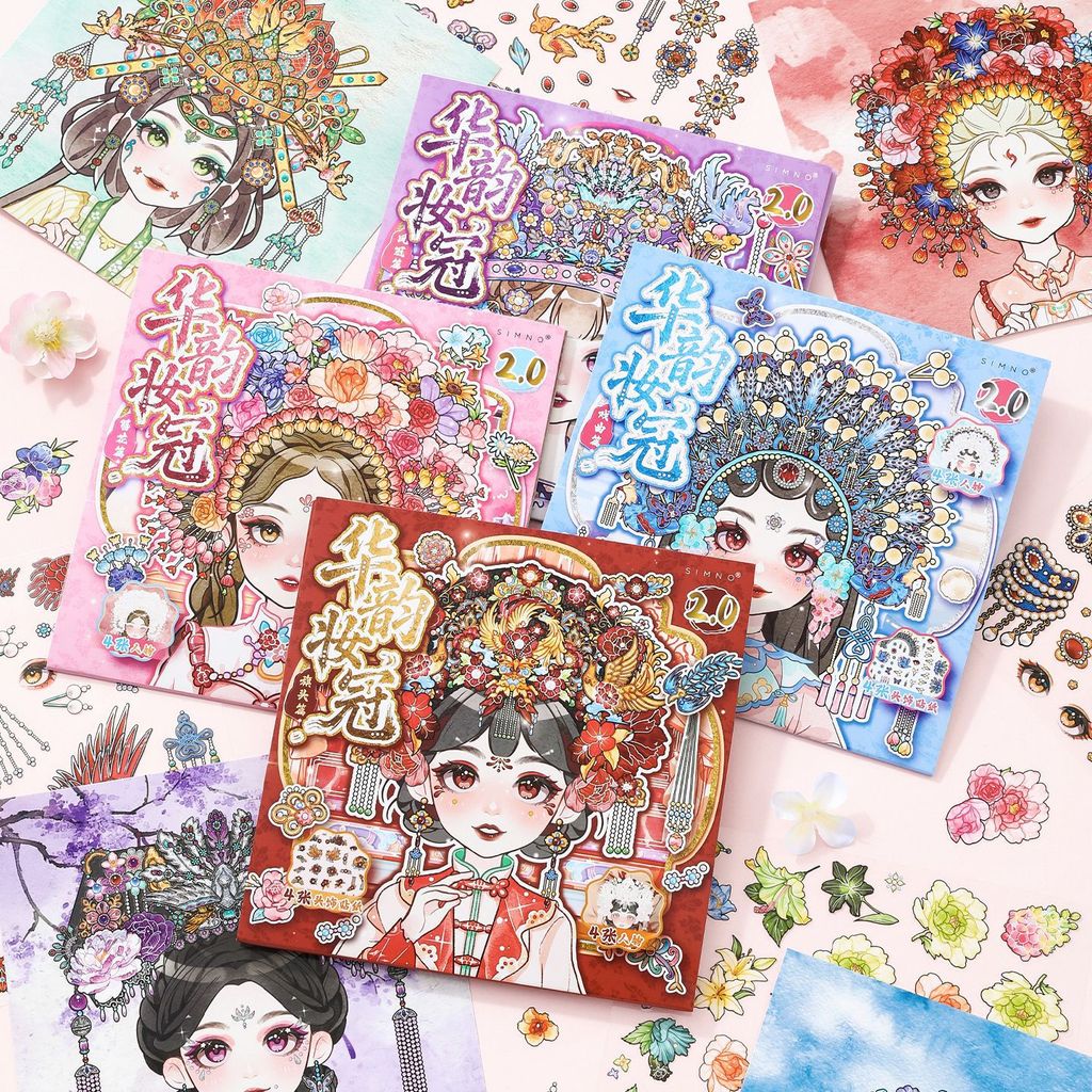 Xinmo Headdress ภูมิทัศน์สติกเกอร์โบราณ Dress Up Handmade diy ใหม่สาวจีนตัวอักษร Miniature ฉากสติกเกอร์หนังสือ