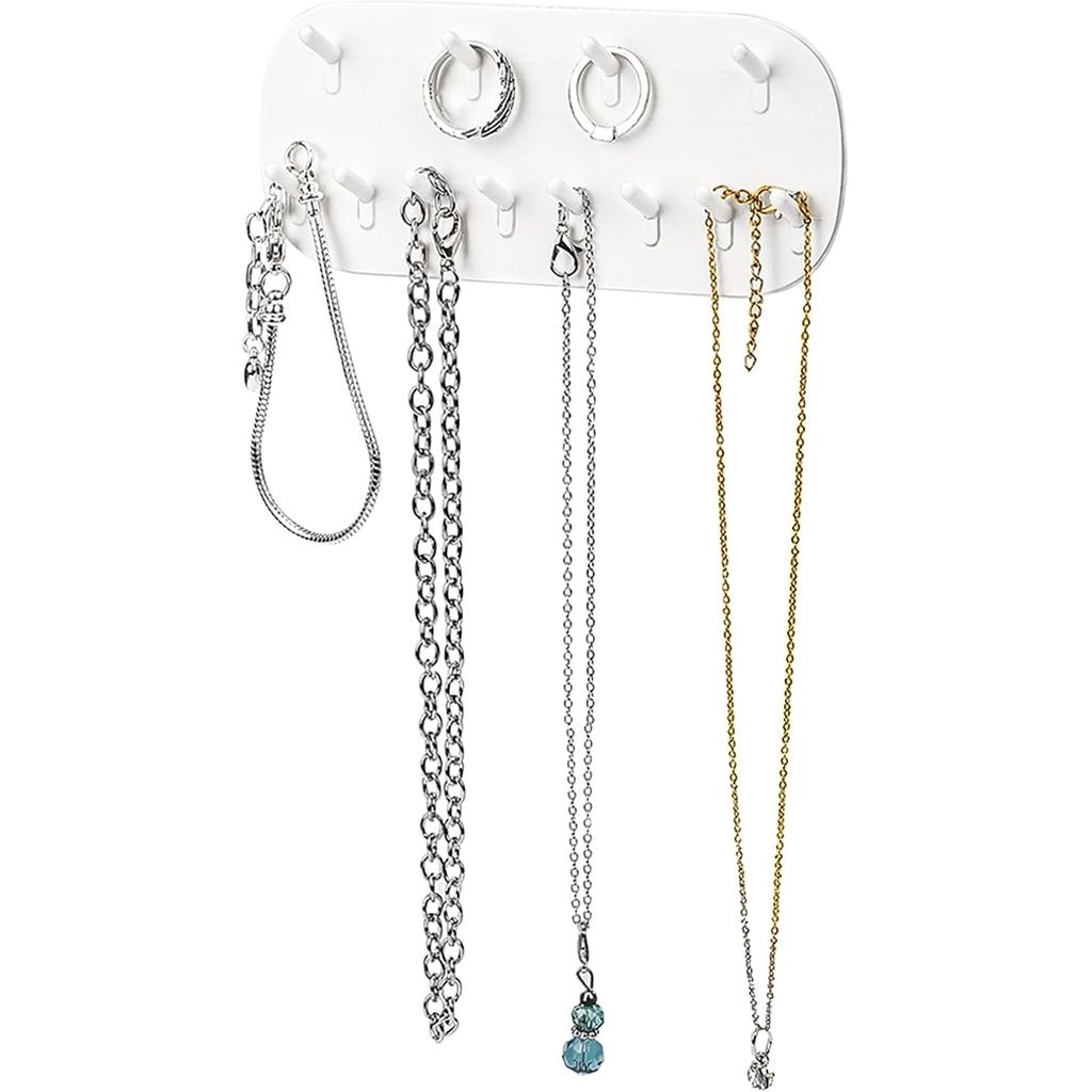 KALIONE ผู้ถือสร้อยคอติดผนัง,แขวนสร้อยคอผู้ถือสร้อยคอกาวพลาสติกสร้อยคอแขวน 6 ตะขอเครื่องประดับสําหรั