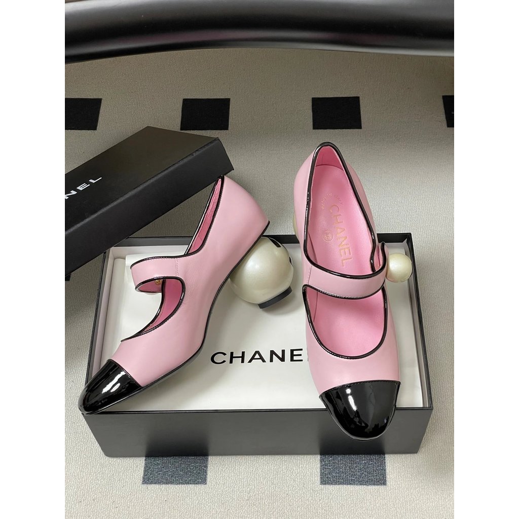 Mary Heel High Heel 1209 Single Giant Pearl Chanel Shoes Jane Shoes