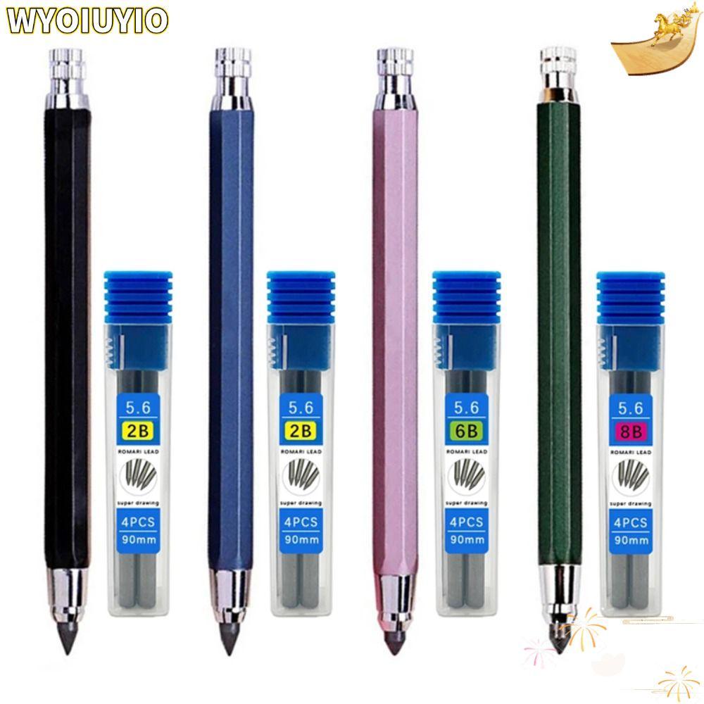 WYOIUYIO ดินสอ, 2B/4B/6B/8B ดินสอเติมโลหะดินสออัตโนมัติ, Creative Sketch การออกแบบการ์ตูน 5.6 มม.เขี