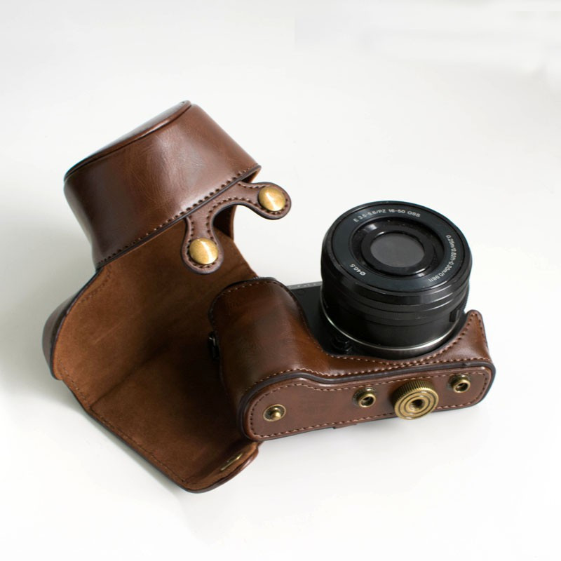สําหรับ Sony A5000 A5100 กระเป๋ากล้องหนัง Pu ฝาครอบป้องกัน