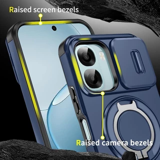 สําหรับ OPPO A6 Pro A6X A6s A6t Pro A6c A6Pro A6tPro สไลด์กล้องเลนส์ป้องกันแหวนขาตั้งแม่เหล็กเคสโทรศัพท์เกราะกันกระแทกปกแข็งซิลิโคน