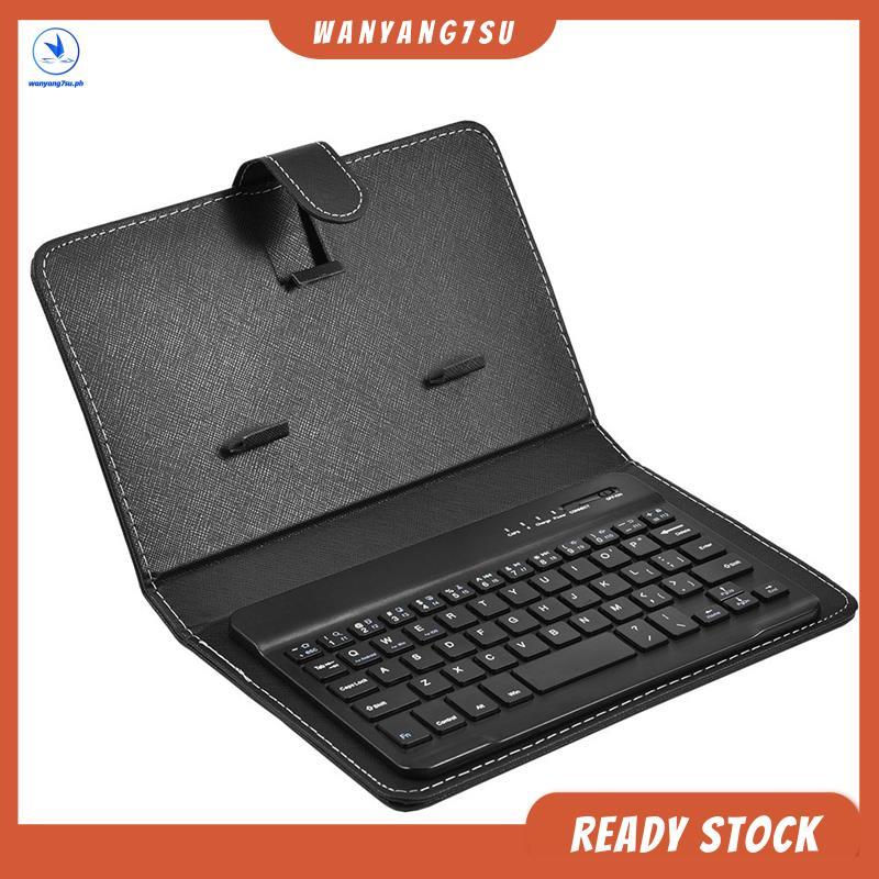 [wanyang7su.ph] คีย์บอร์ดไร้สาย Bluetooth Mini พร้อมซองหนัง PU สําหรับสมาร์ทโฟนแท็บเล็ต 4.5 นิ้ว - 6