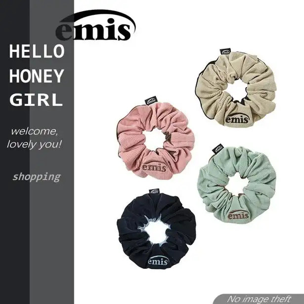 【Hello Honey Girl】Emis Scrunchie สองโทน ทำจากผ้าลูกฟูก ผูกผมลูกฟูกที่ดีที่สุดสำหรับคิ้วในขณะนี้ ผ้าลูกฟูกใหม่ ที่คาดผมที่ดีที่สุด
