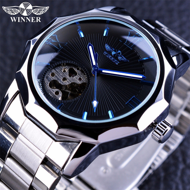 Winner Mens Fashion Casual Hollow Semi-Automatic Mechanical Mens business Casual Watch